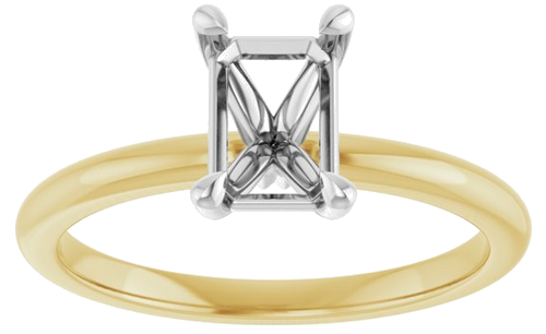 14K Yellow White 7x5 mm Emerald Solitaire Engagement Ring Mounting (3)