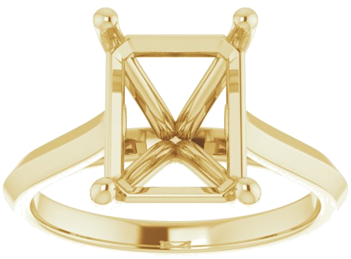 14K Yellow 10x8 mm Emerald Solitaire Engagement Ring Mounting (3)