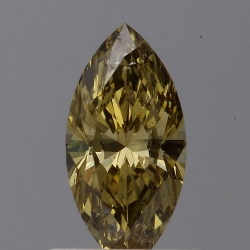 0.59 carat Fancy Deep Brownish Greenish Yellow-SI1 Natūralus Marquise Deimantas (1)