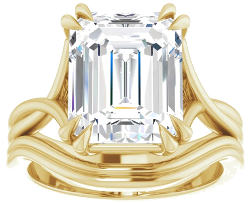 Sužadėtuvių Žiedas „Double Claw-Prong Solitaire Criss-Cross“ 14k yellow gold Emerald 11mm x 9mm (8)