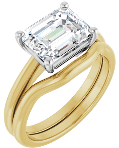 14K Yellow White 9x7 mm Emerald Solitaire Engagement Ring Mounting (5)