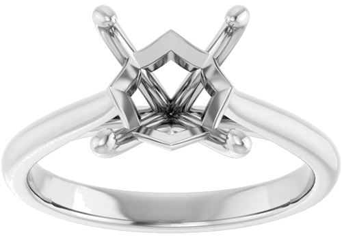 14K White 7 mm Square Solitaire Engagement Ring Mounting (3)