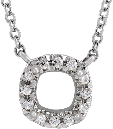 14K White 3 mm Square .05 CTW Natural Diamond Semi-Set Halo-Style 18  Necklace (1)