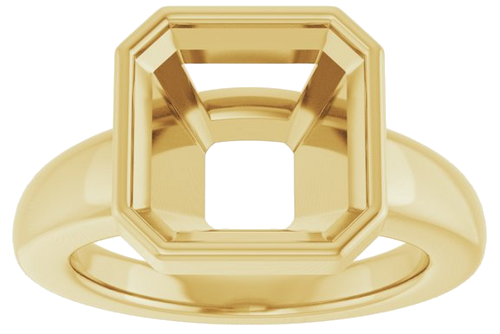 Sužadėtuvių Žiedas „Bezel-Set Solitaire“ 10k yellow gold Asscher 10mm (3)