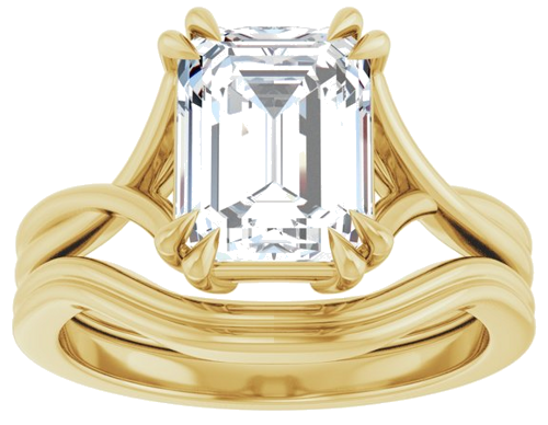 14K Yellow 9x7 mm Emerald Solitaire Engagement Ring Mounting (8)