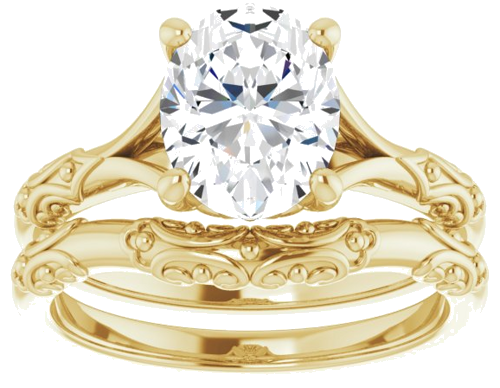 14K Yellow 9x7 mm Oval Solitaire Engagement Ring Mounting (8)