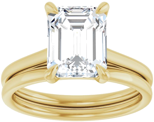 18K Yellow  9x7 mm Emerald Solitaire Engagement Ring Mounting (8)