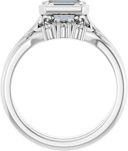 Sužadėtuvių Žiedas „Bezel-Set“ 14k white gold Emerald 7mm x 5mm (7)