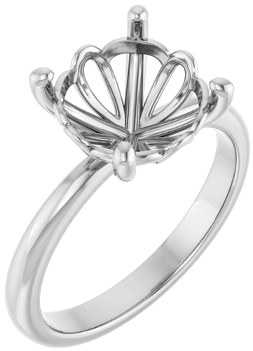 14K White 10 mm Round Solitaire Engagement Ring Mounting (1)