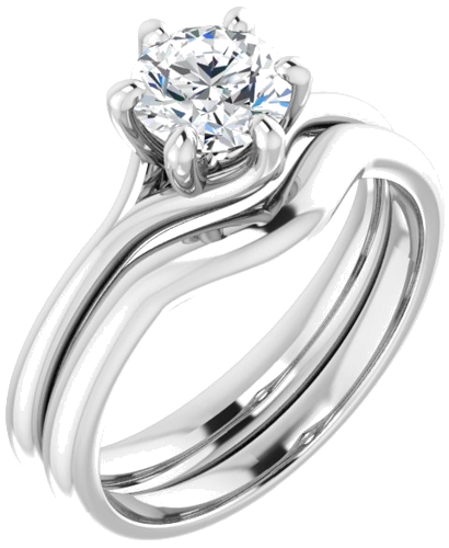 14K White 6 mm Round Engagement Ring Mounting (6)