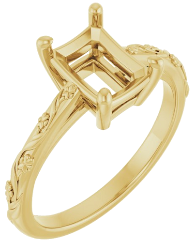 Sužadėtuvių Žiedas „Solitaire“ 14k yellow gold Emerald 8mm x 6mm (1)