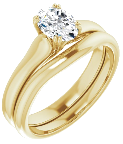 Sužadėtuvių Žiedas „Solitaire“ 10k yellow gold Oval 7mm x 5mm (6)