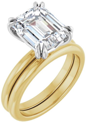 Sužadėtuvių Žiedas „Double Claw-Prong“ 14k yellow/white gold Emerald 10mm x 8mm (6)
