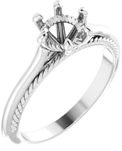 Sužadėtuvių Žiedas „Solitaire“ 585 Baltojo Aukso Round 6.5mm (1)