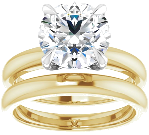 14K Yellow White 9 mm Round Solitaire Engagement Ring Mounting (8)