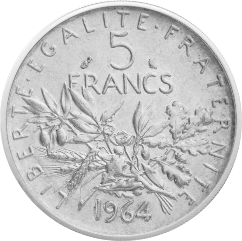 5 Francs The Sower 1959-1969 France Silver Coin (1)