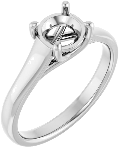 14K White 6.5 mm Round Solitaire Engagement Ring Mounting (1)