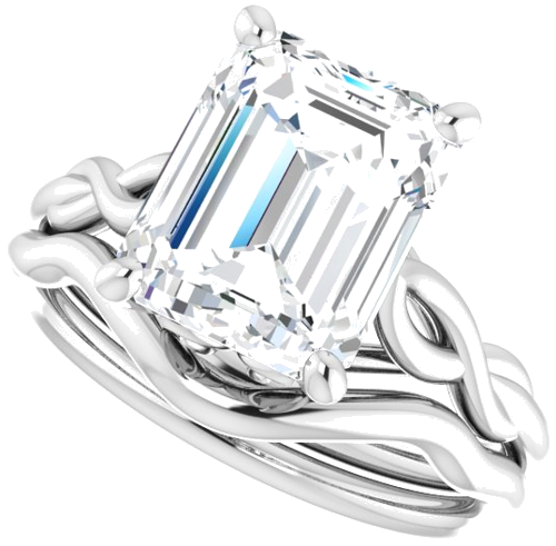 14K White  10x8 mm Emerald Solitaire Engagement Ring Mounting (10)