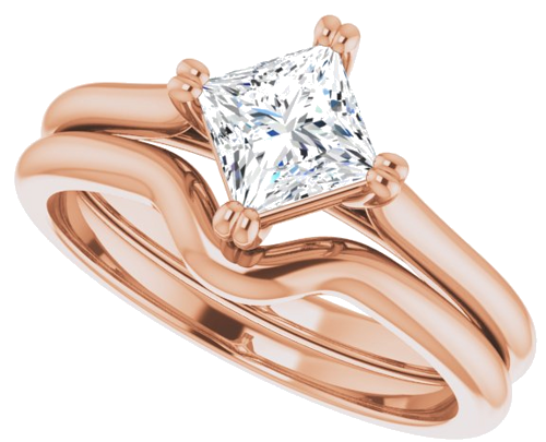 Sužadėtuvių Žiedas „Double Claw-Prong Solitaire“ 10k rose gold Square 5mm (10)