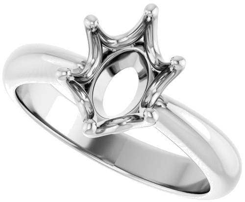 Sužadėtuvių Žiedas „Solitaire Crown-Inspired“ 14k white gold Oval 9mm x 7mm (5)