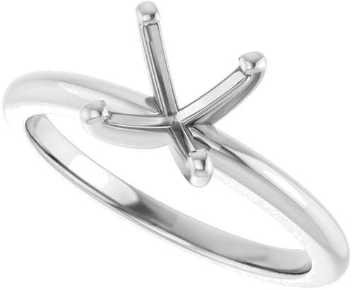 10K White  7.4 mm Round Solitaire Engagement Ring Mounting (5)