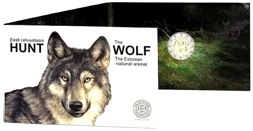 2021 Estonia Wolf (Canis Lupus) 2 Euro BU coin in the coincard (2)