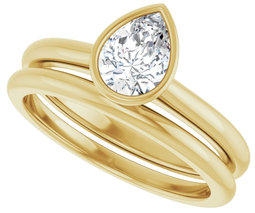 Sužadėtuvių Žiedas „Bezel-Set Solitaire“ 14k yellow gold Pear 7mm x 5mm (10)