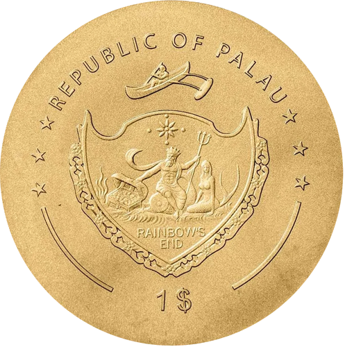 2021 Palau Futbolas 1 dolerio auksinė moneta (2)