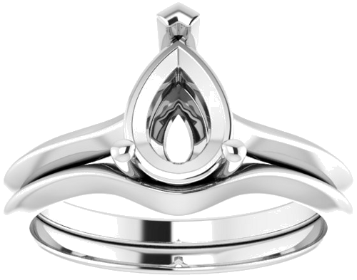 Sužadėtuvių Žiedas „Solitaire“ 585 Baltojo Aukso Pear Shape 9mm x 6mm (8)