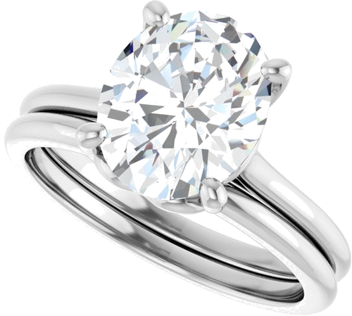 14K White  10x8 mm Oval Solitaire Engagement Ring Mounting (10)