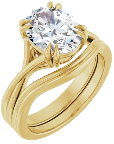 Sužadėtuvių Žiedas „Double Claw-Prong Solitaire Criss-Cross“ 14k yellow gold Oval 10mm x 8mm (6)