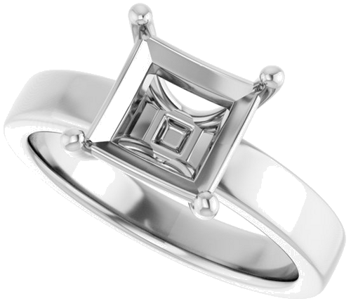 Sužadėtuvių Žiedas „Solitaire“ 14k white gold Square 7mm (5)
