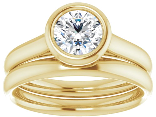 Sužadėtuvių Žiedas „Bezel-Set Solitaire“ 585 Geltonojo Aukso Round 6mm (8)