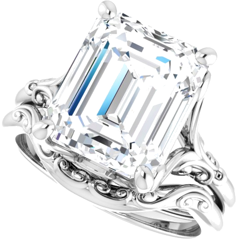 Sužadėtuvių Žiedas „Solitaire“ 14k white gold Emerald 11mm x 9mm (10)