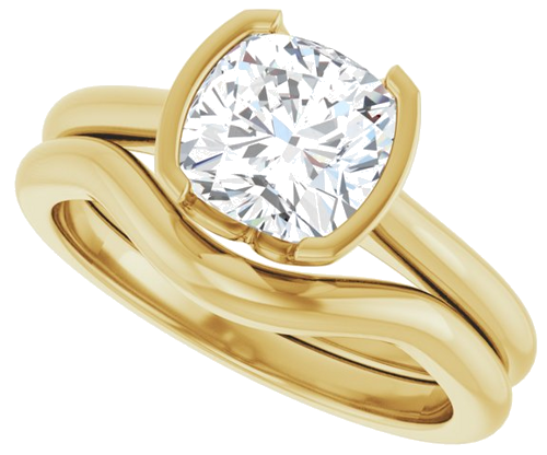 Sužadėtuvių Žiedas „Half-Bezel Solitaire“ 14k yellow gold Cushion 7mm (10)