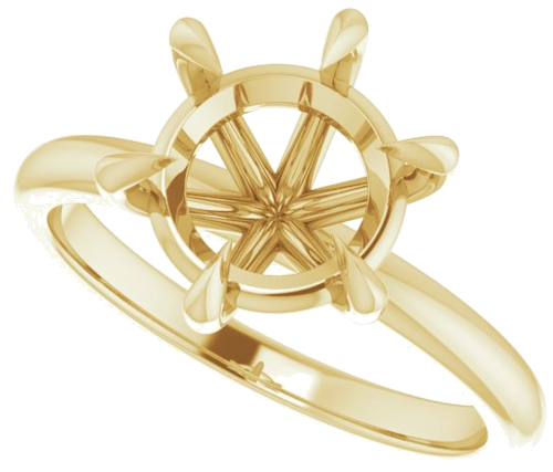 14K Yellow 9 mm Round Solitaire Engagement Ring Mounting (5)