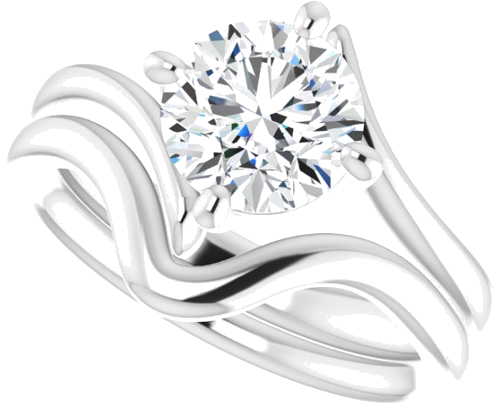 Sužadėtuvių Žiedas „Solitaire Bypass“ 14k white gold Round 7.4mm (10)