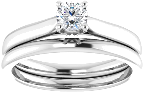 14K White 4.1 mm Round Engagement Ring Mounting (8)