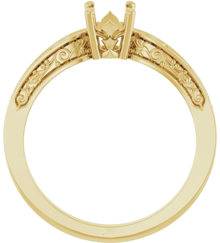 Sužadėtuvių Žiedas „Solitaire Floral“ 14k yellow gold Oval 7mm x 5mm (2)