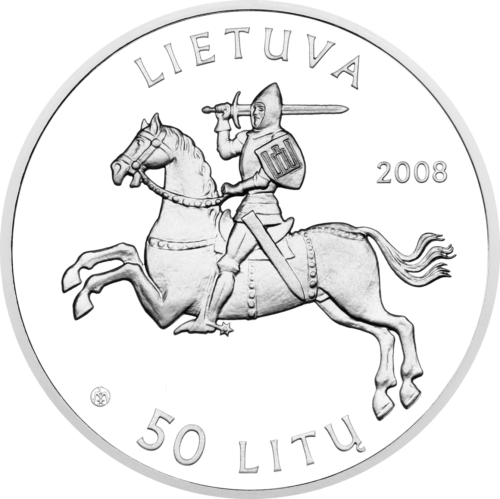 2008 Lithuania Kaunas Castle 50 litas silver coin (2)