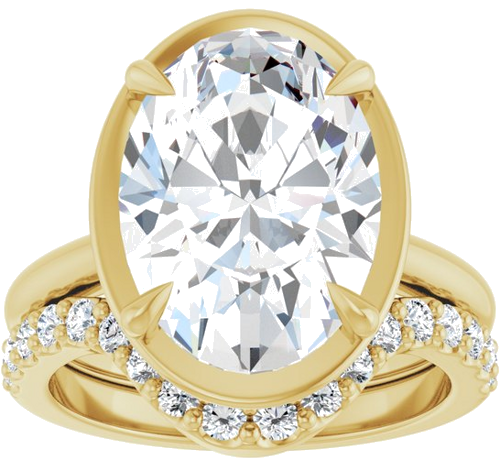 Sužadėtuvių Žiedas „Claw-Prong Solitaire Bezel-Style“ 14k yellow gold Oval 14mm x 10mm (8)