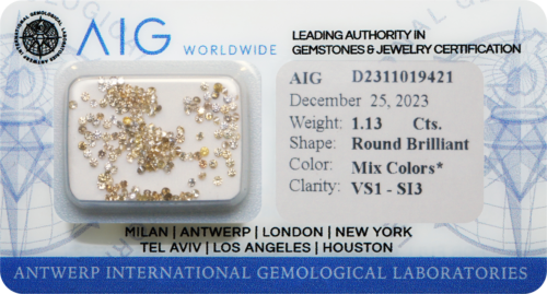 1.13 ct. Apvalūs Briliantai Mix Fancy colors / VS1-SI3 / 1.25 - 1.50 mm (171 vnt) (1)