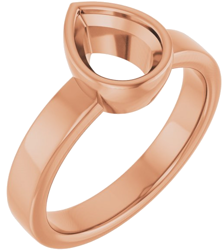 Sužadėtuvių Žiedas „Bezel-Set Solitaire“ 14k rose gold Pear 8mm x 6mm (1)