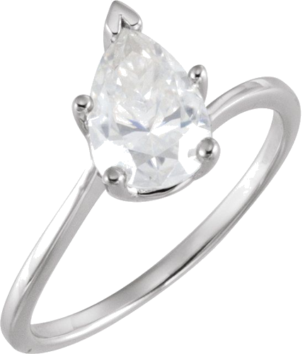 Sužadėtuvių Žiedas „V-End Solitaire“ 14k white gold Pear 9mm x 6mm (3)