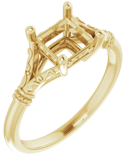 Sužadėtuvių Žiedas „Sculptural“ 14k yellow gold Square 6mm (1)