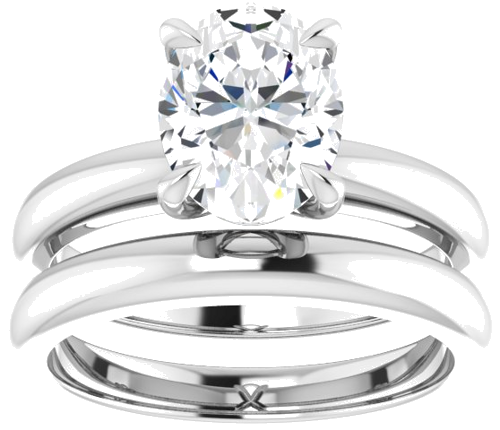 Sužadėtuvių Žiedas „Solitaire“ 585 Baltojo Aukso Oval 9mm x 7mm (8)