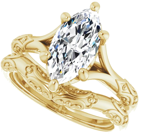 Sužadėtuvių Žiedas „Solitaire Sculptural“ 10k yellow gold Marquise 12mm x 6mm (10)