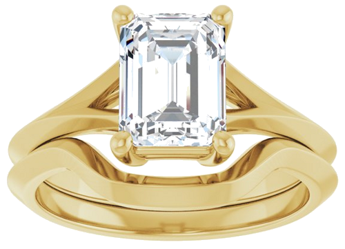 Sužadėtuvių Žiedas „Solitaire Split Shank“ 14k yellow gold Emerald 8mm x 6mm (8)