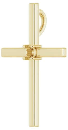 Pakabukas „Solitaire Cross“ 585 Geltonojo Aukso Round 3mm (2)