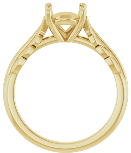 Sužadėtuvių Žiedas „Solitaire Leaf“ 14k yellow gold Oval 9mm x 7mm (2)